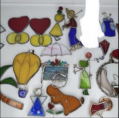 Stained Glass Lot SuncatchJesus Puppy Balloon Flower Angel Windmill Junk Drawer