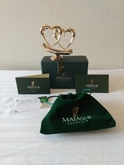 Matashi Crystals Happy Anniversary Double Hearts 24kt Gold Plated