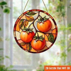 Persimmon Branch Acrylic Suncatcher Vibrant Fruit Themed Hanging Window Decor