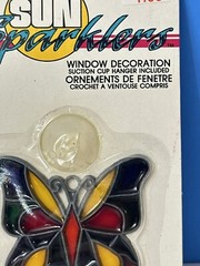 Vintage 1990 Sun Sparklers Window Decoration Stained Glass Style Butterfly New