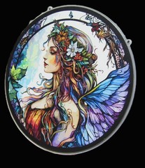Beautiful GIFT Fairy Woman Floral Headband Wings Vivid Colors Suncatcher