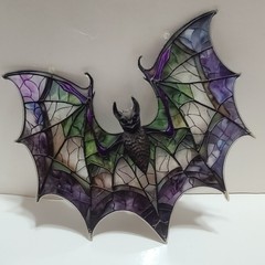 Multi-Color-Colorful Acrylic Exotic Purple Bat 8″X8″ 2D Sun catcher w/Chain