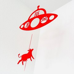 UFO Mobile abducting Cow Sci-Fi Hanging mobile Size: width 13.7 x high 43 inch