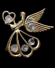 VTG MASCOT INT’L ANGEL SUNCATCHER • AUSTRIAN CRYSTAL • 24KT GOLD PLATED • 1995