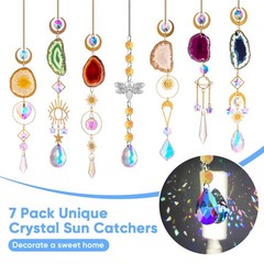 7 PCS Crystal Suncatcher, Hanging Suncatchers with Crystals Light, Sun Catche…
