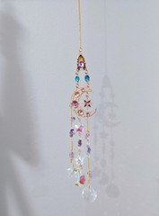 Crystal Suncatcher Rainbow Maker Prism Home Decor Celestial Moon Stars 17″