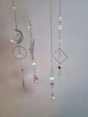 Handmade Metal Glass Suncatchers Butterfly Bird Moon Multicolor Bohemian