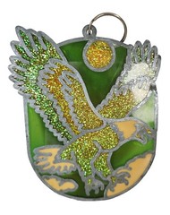 Bald Eagle Suncatcher Glittery Sparkle Gold Green 5 x 4″ Window Sun Catcher