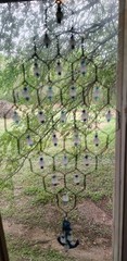 Sun Catcher In Navy Blue Nautical Theme Chicken Wire Handmade Glass Beads