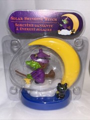 Halloween Witch & Moon Solar Swinging Witch With Black Cat