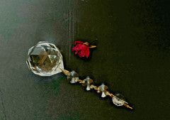 Glass Hanging Prism Ornament W/4 Smaller Prisms, Beautiful Sparkles!