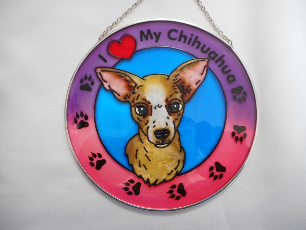 NEW “I Love my Chihuahua” Glass Suncatcher from Spoontiques