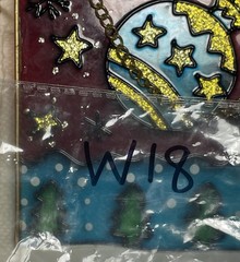 Vintage Christmas Glass Painting Suncatcher Window Decor 5 X 5”