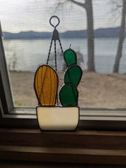 Decorative Stained Glass Cactus Sun Catcher 7″ tall