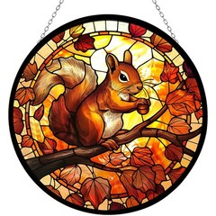 Squirrel Stained Glass Suncatcher Gothic Christmas Ornament, Nursery Decor