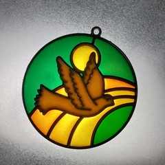 VTG Metal Stained Glass Style Dove Sky sun-catcher__