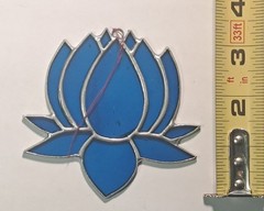 Stained Glass Blue Lotus 4,5″x5″ Flower Sun Catcher For Windows Yoga Lover Gift