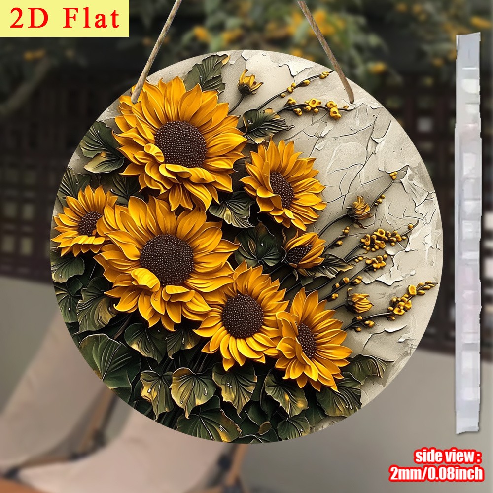 2D Flat Retro Enchanting Sunflower Autumn Harvest Acrylic Plaque