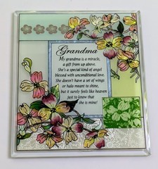 AMIA HandPainted Stained Glass Suncatcher “Grandma” 6″ x 5″ Includes Metal Stand