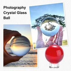 60mm/2.4 Inch K5 Crystal Glass Ball with Stand Solid Crystal Ball [Red]