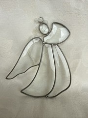 Vintage Leaded Stained Glass Suncatcher Beveled Clear Glass Angel Large