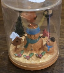 3⅜”VTG HTF 2015 Dancer Solar Dancing Toy Christmas Dome Snowman Flying Red Bird