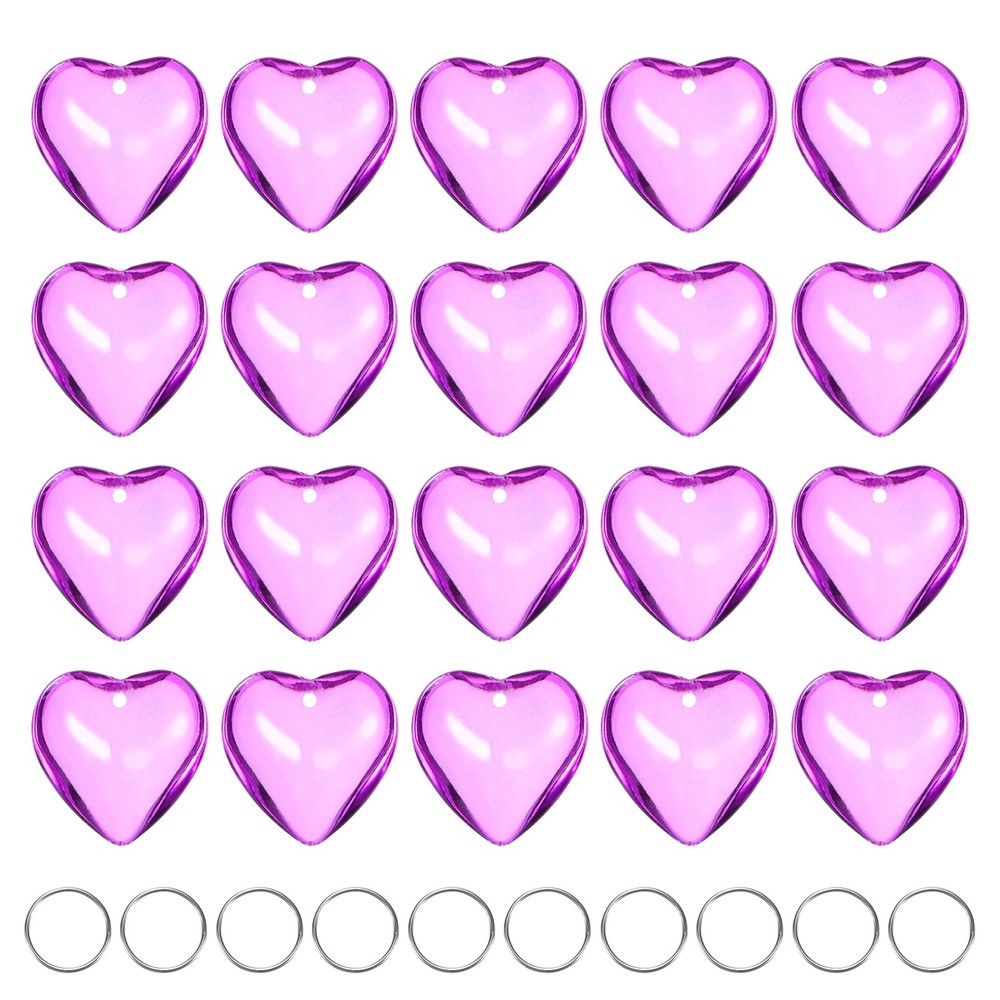 20PCS Crystal Smooth Heart Shape Prisms, 20mm/0.79″ Pendant Hanging [Purple]