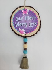 Handmade two-sided mobile,painted with acrylic on wood.Adorned with beads & Bell