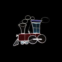 VTG Stained Glass Train Locomotive Hanging Suncatcher 6×6.5in