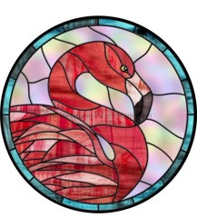 Flamingo Tiled Glass Suncatcher Double Sided Round Dyed Acrylic Decor 0006