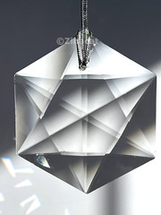 Huge 100mm Six Pointed Star Hexagon Clear Crystal Pendant Suncatcher 3-15/16″