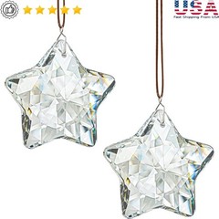 Crystal Star Prisms Suncatcher Set 2pcs K9 Glass Light Reflection Home Decor New
