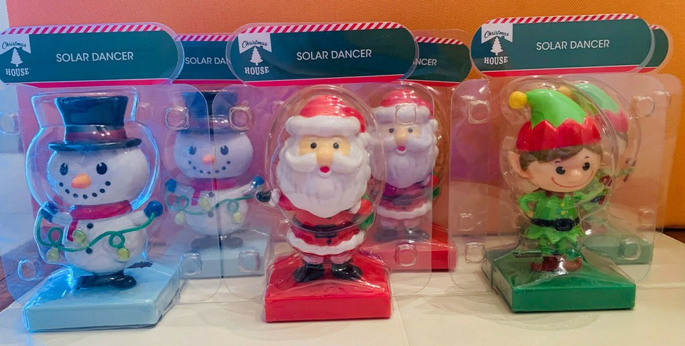 CHRISTMAS SOLAR DANCERS – SANTA, SNOWMAN, ELF – LOT OF 6 – NEW