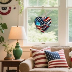 Flag Suncatcher Patriotic ACRYLIC 2D Flat FAST Free Ship 8 Inch US