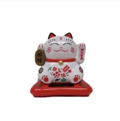 Solar Powered Dancing Lucky Cat (plum Flower)Bobble Toy, 4”