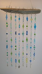 Handmade Beaded Sun catcher On Natural Lake Erie Driftwood Beach Nautical Decor