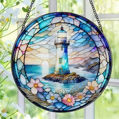 Lighthouse Stained Glass Sun Catcher – Unique Decor Gift for All Occasions