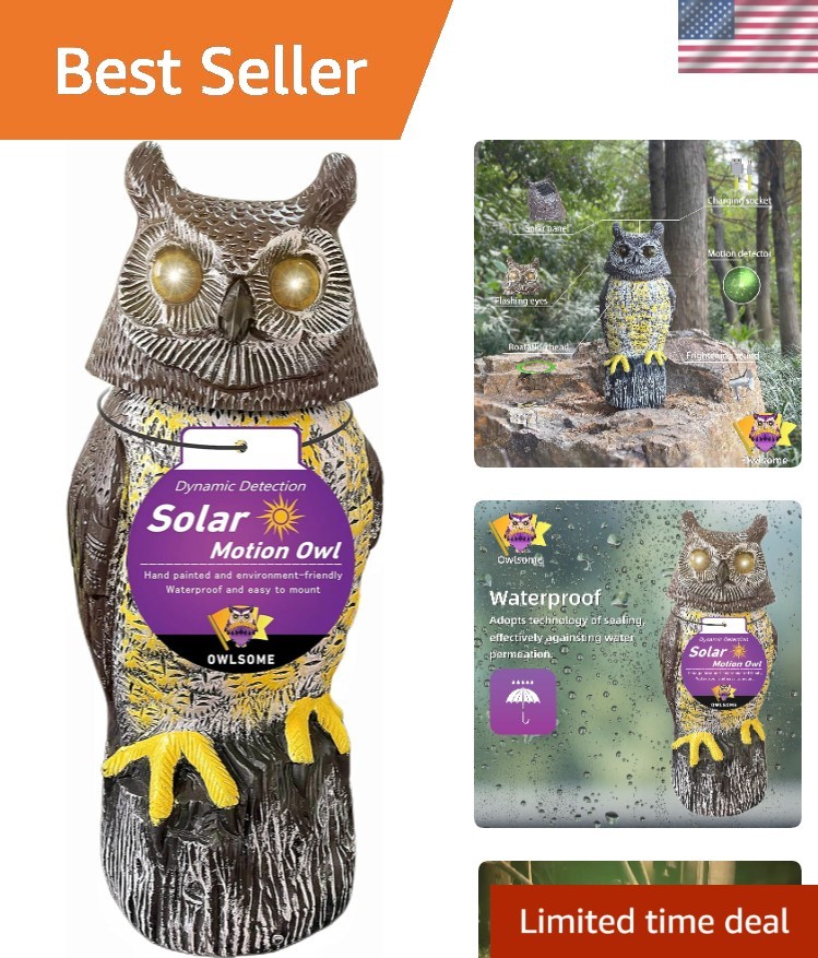 Solar Owl with Glowing Eyes, Rotating Head, Hoot Sound, Motion Detector and S…