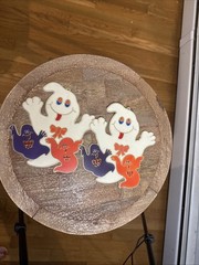 Vtg 90s Halloween Plastic Stained Glass Suncatcher Lot 2 Rare Window Decor