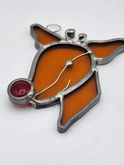 Christmas Stained Glass Rudolph the Red Nose Reindeer Suncatcher.