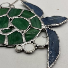 Stained Glass sea turtle suncatcher leaded handmade. Flaw, Read