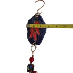 Suncatcher Colorful Glass Beads Single Strand Chili Peppers Rustic Bell Chime