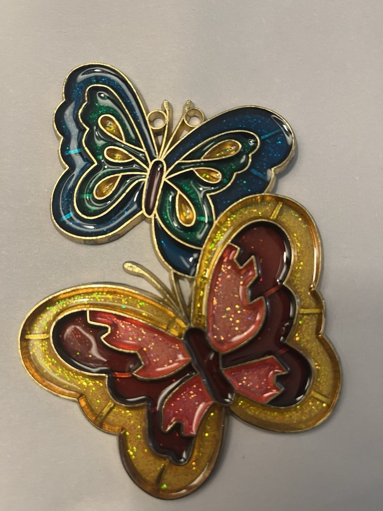 Two Joined Butterfly Sun Catcher Summer Garden Patio Decor Beauty