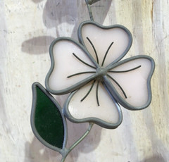 Vintage 3 4 Leaf Clover Shamrock Floral Hanging Stained Glass Sun Catcher