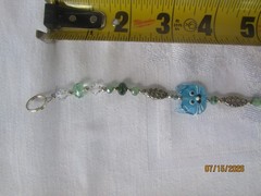 Handmade Crystal & Beads Suncatcher Prismatic Colors 10 Inches Cat Face Blue