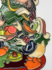 1983 Kurt Adler Stained Glass-Mickey Donald Duck Goofy Suncatcher Ornament 10”