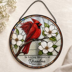 Memorial Suncatcher Personalized Cardinal Stained Glass Window Decor