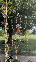 Glass, Pearl Crystal Spider Suncatcher Hanging Garden,Window Decor Ivory