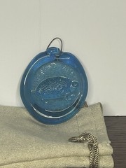 Blue Pressed Glass Suncatcher