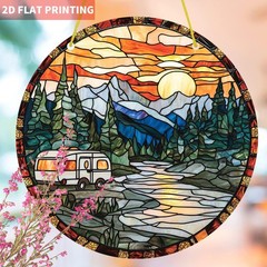Outdoor Camping-Themed Acrylic Sun Catcher Light-Catching Ornament for Balconies